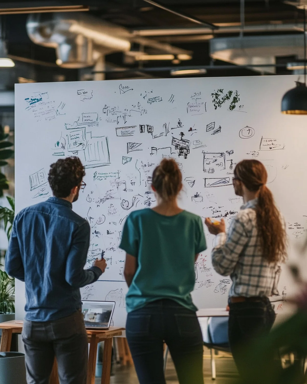 Equipe em reunião de estratégia de comunicação e marketing