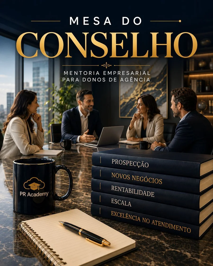 Mesa do Conselho PR Academy — mentoria empresarial para donos de agência