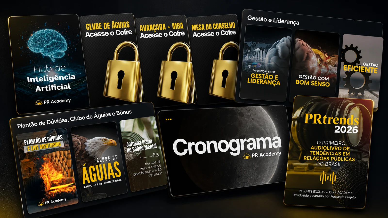 Trilhas e conteúdos da Plataforma PR Academy